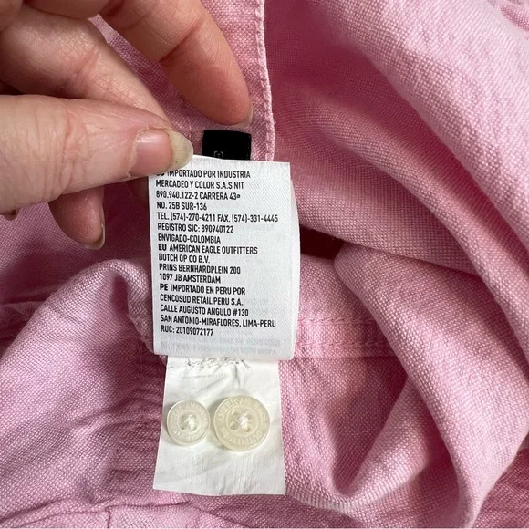 American Eagle Outfitters Pink Button-Down Shirt Size Large - Picture 8 of 10